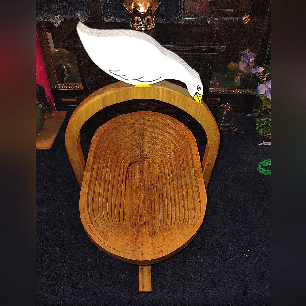 collapsible wooden Goose bowl oval Final Asking price